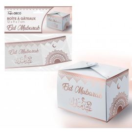 Grande boîte à gâteaux Eid Mubarak rose gold 12x9x7 cm pas cher