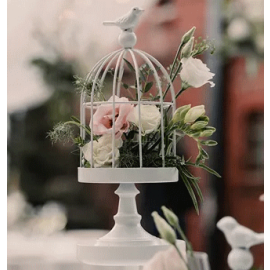 petite cage oiseau blanche mariage