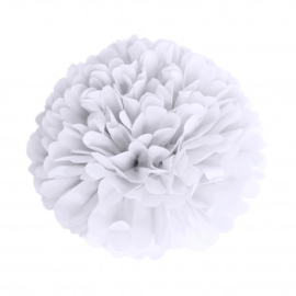 pompon satin blanc 15cm