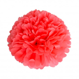 pompon satin corail 40cm