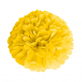 pompon satin jaune 15cm