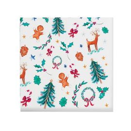 20 Serviettes En Papier De Noël - Motif Houx Et Pin, 3 Plis, Idéal Pour Décorer La Table Des Fêtes