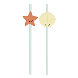 set de 10 pailles carton bleues under the sea