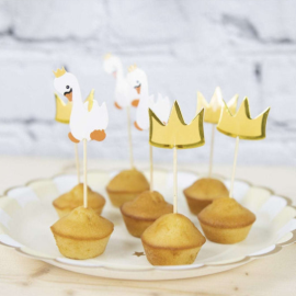 set de 3 cake topper bébé cygne ambiance