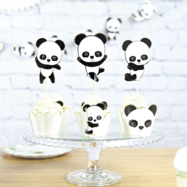 set de 3 cake toppers bébé panda ambiance