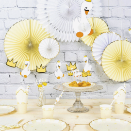 set de 3 éventails jaune pastel et or ambiance