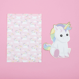 set de 8 invitations en carton baby licorne ambiance