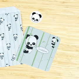 set de 8 invitations bébé panda