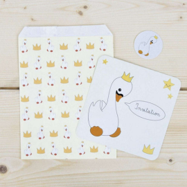 set de 8 invitations en carton baby cygne ambiance