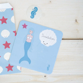 set de 8 invitations under the sea