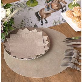 Set de table en papier intissé Naturel rond 34cm