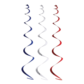 spirale métallisée à suspendre bleu blanc rouge x12pcs