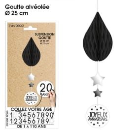 24 Serviettes en papier argent Anniversaire 20 ans - 33x33 cm - Lot de 24 - 3 plis