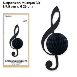 Suspension Musique 3D noire