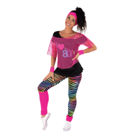 t-shirt résille rose fluo adulte taille unique face