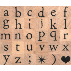 Tampon en bois pas cher Alphabet minuscule ARTEMIO