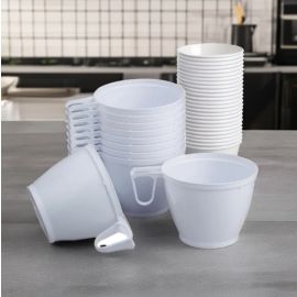 60 Tasses à café en plastique Blanc réutilisables 19cl 
