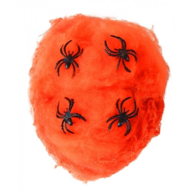 Toile d'araignée orange avec 4 araignées pas cher