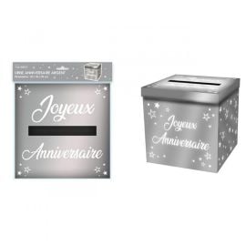 Urne Joyeux Anniversaire Argent métallique