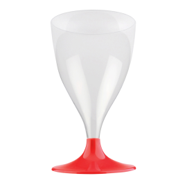 VERRE à Vin pied Blanc en plastique cristal jetable 16 cl - les 10