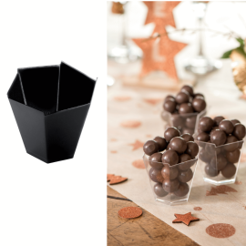 verrine plastique hexagonale noire