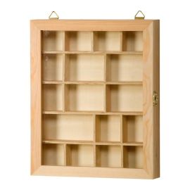 Vitrine en bois compartimentée 23x28x4cm - decoration fetes pas cher - Badaboum.fr