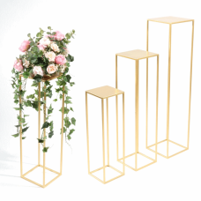 Lot De 3 Supports De Fleurs Dorés – Hauteurs 50, 66 Et 79 Cm – Décoration De Mariage, événements, Stables Charge 30 Kg