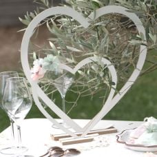 Centre de table mariage Grand décor cœur Blanc