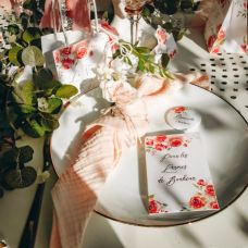 4 Serviettes de table en gaze de coton Vieux Rose