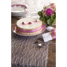Chemin de table en tulle feuille Blanc 