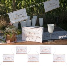 Banderole Joyeux Anniversaire - Rose Gold - La Boite à Dragées Banderole Joyeux Anniversaire - Rose Gold - La Boite à Dragées