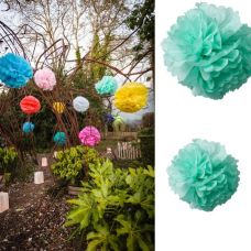 15 Pompons En Papier De Soie Vert Foncé - Décoration Fête, Mariage, Baby Shower | Réutilisables, Montage Facile