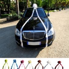 Grand Nœud Ruban Voiture Mariage 76cm - Décoration Satinée Réutilisable Pour Auto, Vélo, Fêtes
