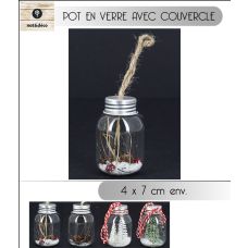 Pot en verre déco de noel avec couvercle