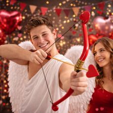 PRETYZOOM Cupidon Arc Et Flèche Ensemble Costume Valentine Cupidon Costume Prop De Fête Pour Homme Femmes Enfants Cosplay Rose