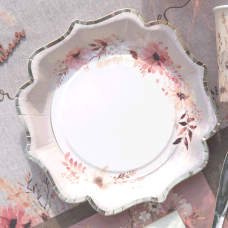 10 Assiettes jetables en carton Amour Floral 21 cm x 21 cm