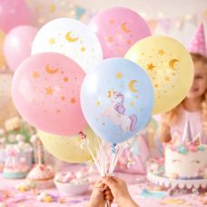 6 Ballons Licorne magique multicolores Ø 30 cm – Décoration anniversaire féerique