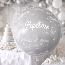 Ballon géant Baptême Argent Ø 116 cm 