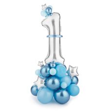 Bougie 1er Anniversaire Bleu Avec Paillettes - 10x8cm - Pour Gâteau D'Anniversaire