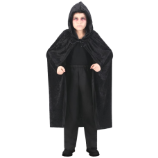 Cape Noir Halloween Aurasky Cape à Capuche Noire, Avec Masque, Vampire Deguisement Velvet, Costume Halloween Enfant, Pour Halloween Carnaval Cape Halloween Enfant
