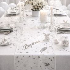 Chemin de table Bapteme en organza 5 mètres