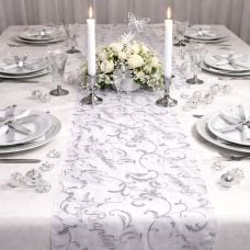 Chemin de table en organza Baptême 28 cm x 5 mètres