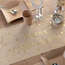 Chemin de table Joyeux Anniversaire Kraft 28cm x 3 mètres