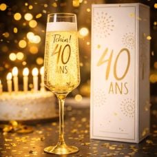 Coffret Cadeau Flûte à Champagne Anniversaire 40 Ans