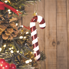 Décorations De Noël En Sucre D'orge – Lot De 24, Rouge à Paillettes, Pour Sapin