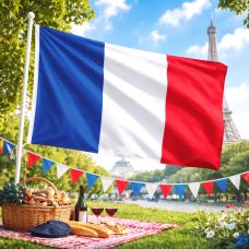 LOT DE 2 DRAPEAUX FRANCE EUROPE avec socle double