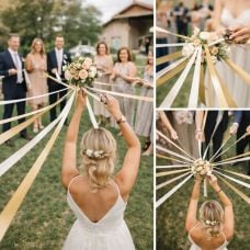 Jeu du ruban de la mariée mariage avec 10 rubans et anneau