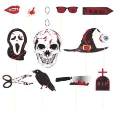 Kit De 26 Accessoires Photobooth Halloween – Masques, Lunettes, Bulles De Dialogue – Pour Fête Déguisée Et Photos Drôles
