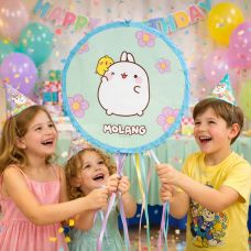 Pinata Anniversaire Molang® Verte à Tirer – Pliable Ø 40 cm Enfant