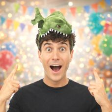 Serre-tête Amusant Peluche Verte Antenne Dinosaure Lumineuse Pour Carnaval, Cosplay Et Fête Serre-tête Dinosaure Lumineux